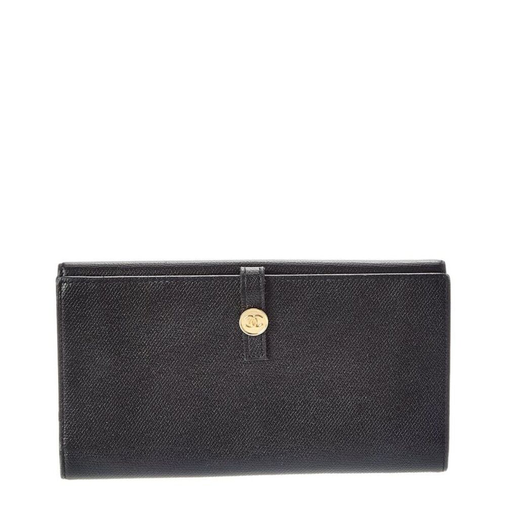Chanel Black Leather Coco Button Bifold Purse A 20905 (Authentic Pre-Loved)